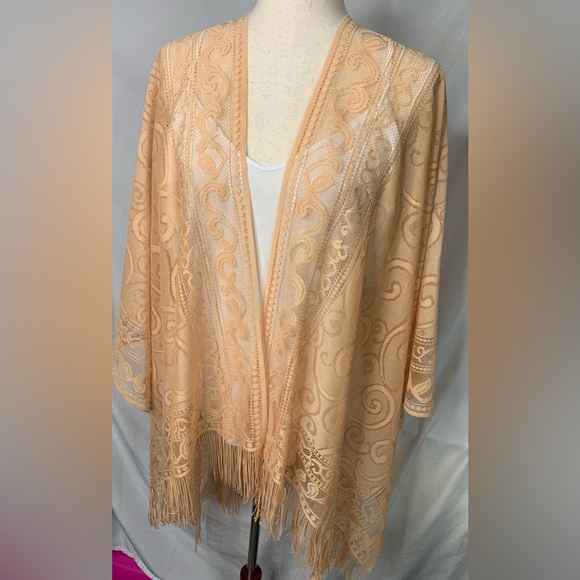 3/$20 Charming Charlie Women’s Lace Fringe Shawl Wrap Scarf Pashmina Tartan OS - Picture 5 of 10